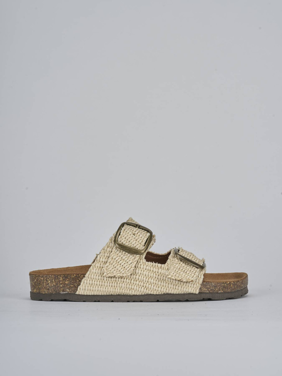 Mules tacón 1 cm beis tejido