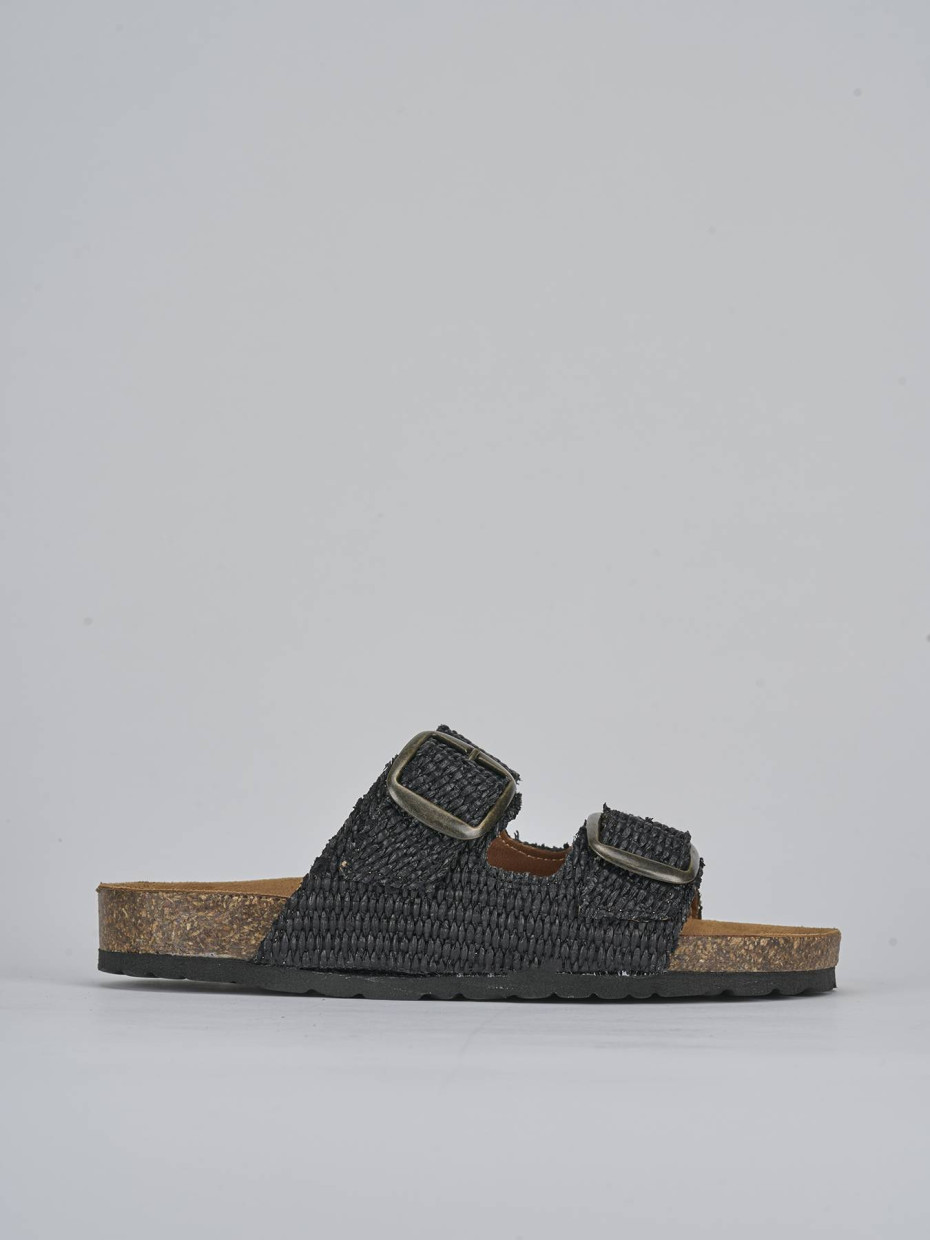 Mules tacón 1 cm negro tejido