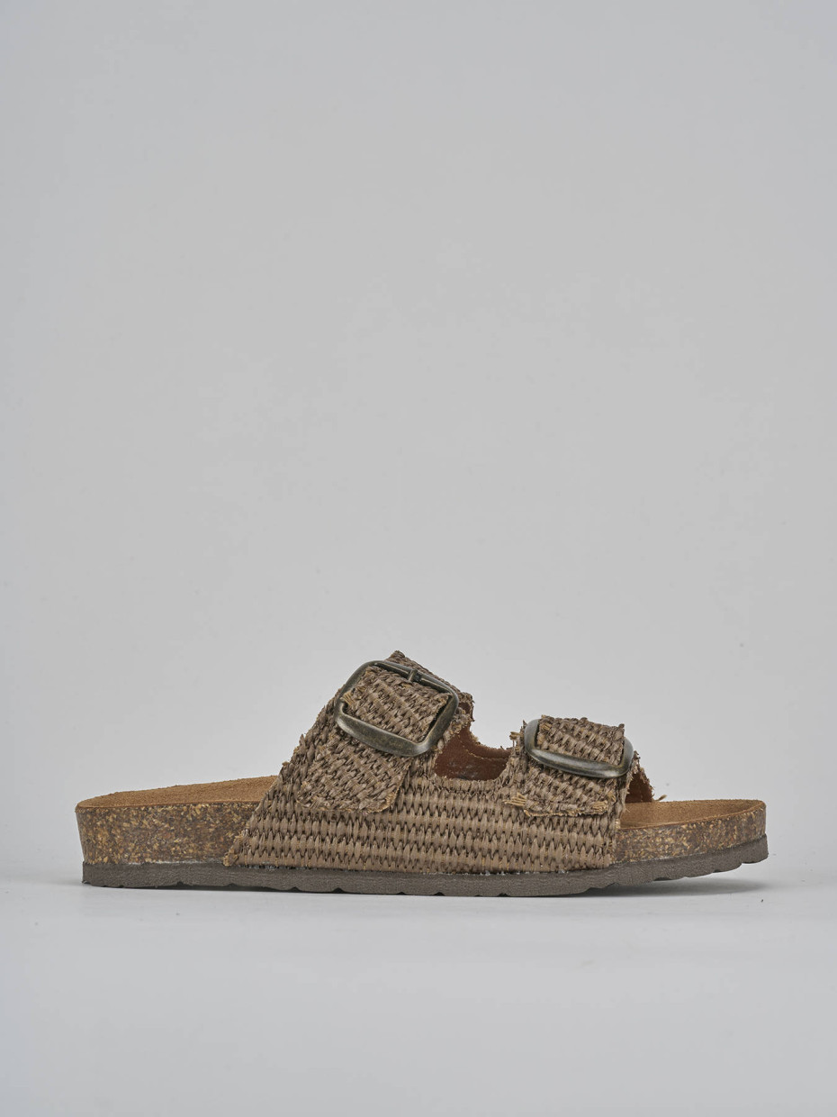 Mules tacón 1 cm beis tejido