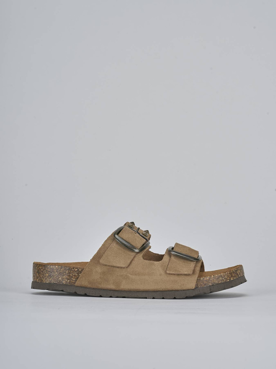 Mules tacón 1 cm beis ante