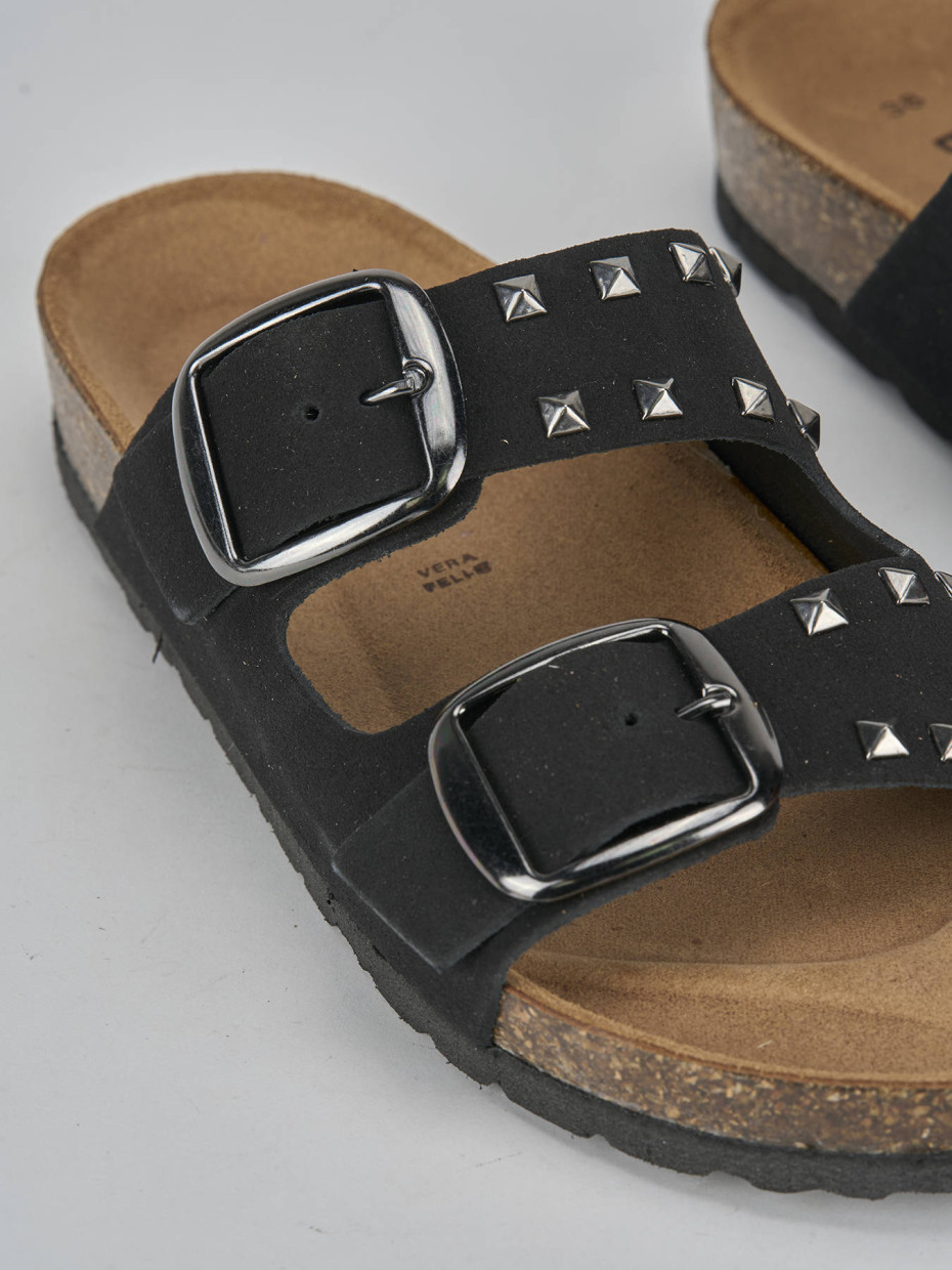 Mules tacón 1 cm negro ante