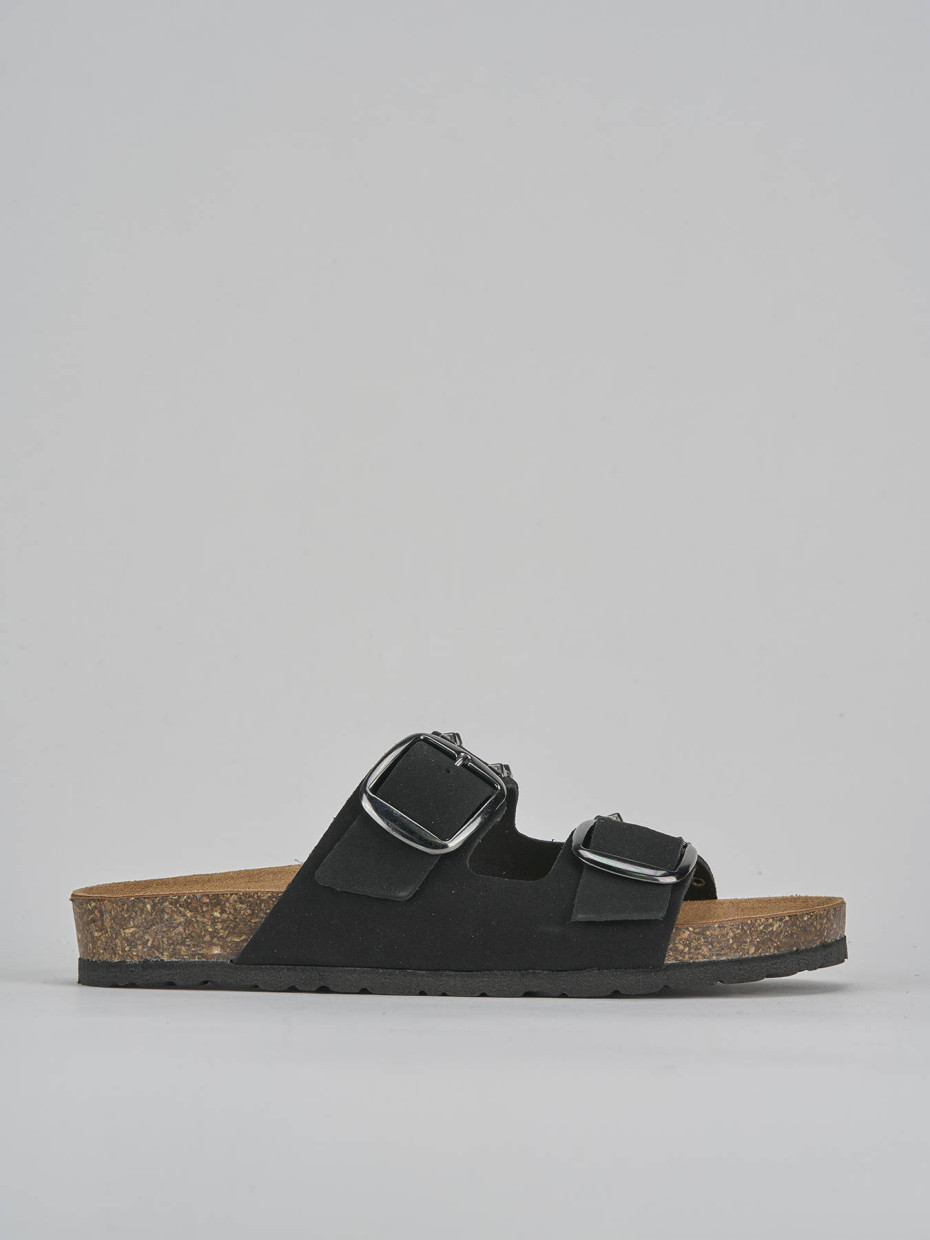 Mules tacón 1 cm negro ante