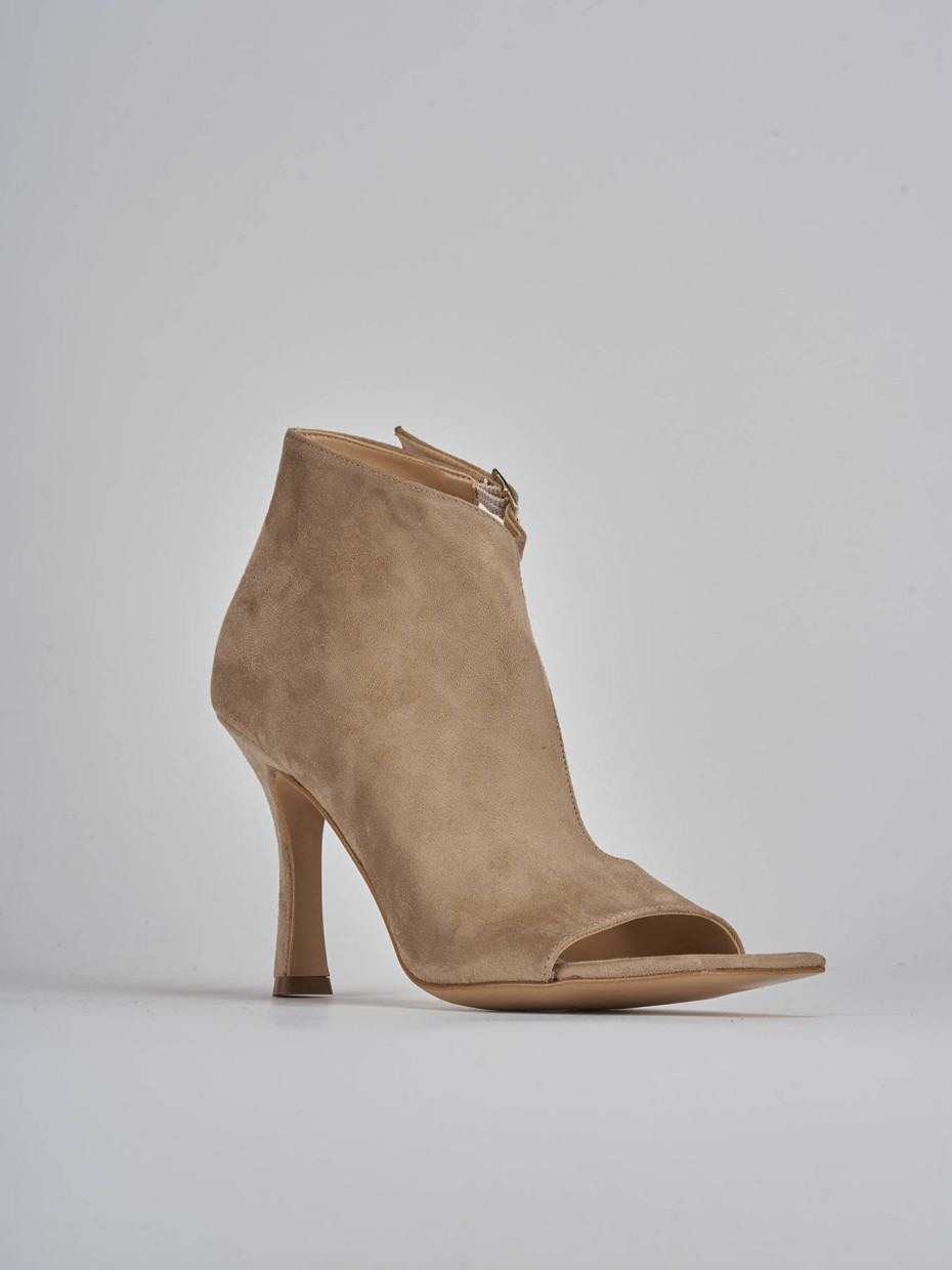 High heel sandals heel 8 cm beige suede