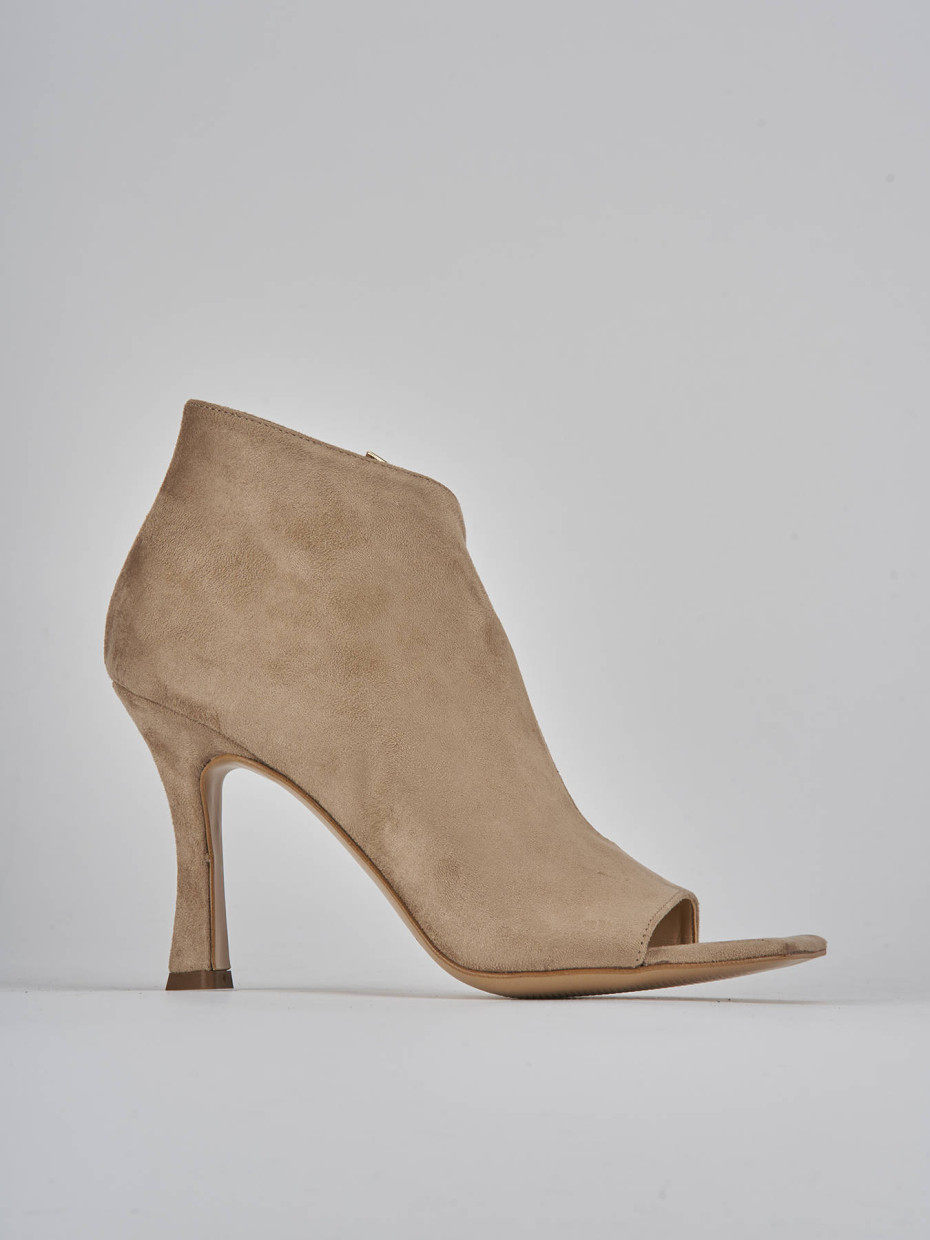 High heel sandals heel 8 cm beige suede