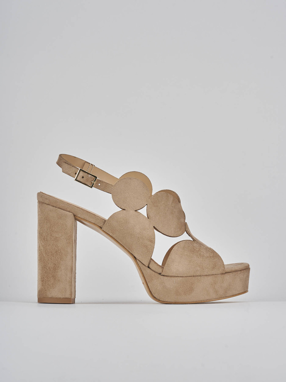 Sandalias de tacón alto tacón 9 cm beis ante