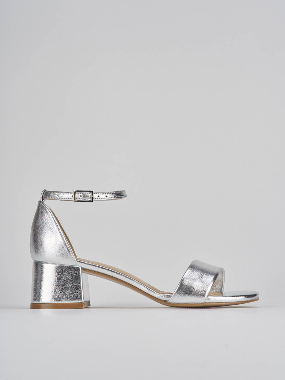 Sandalias de tacón alto tacón 5 cm plata cuero