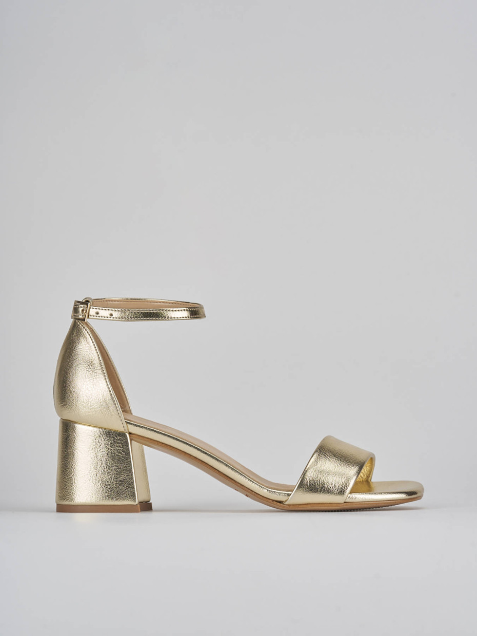 Sandalias de tacón alto tacón 6 cm oro cuero