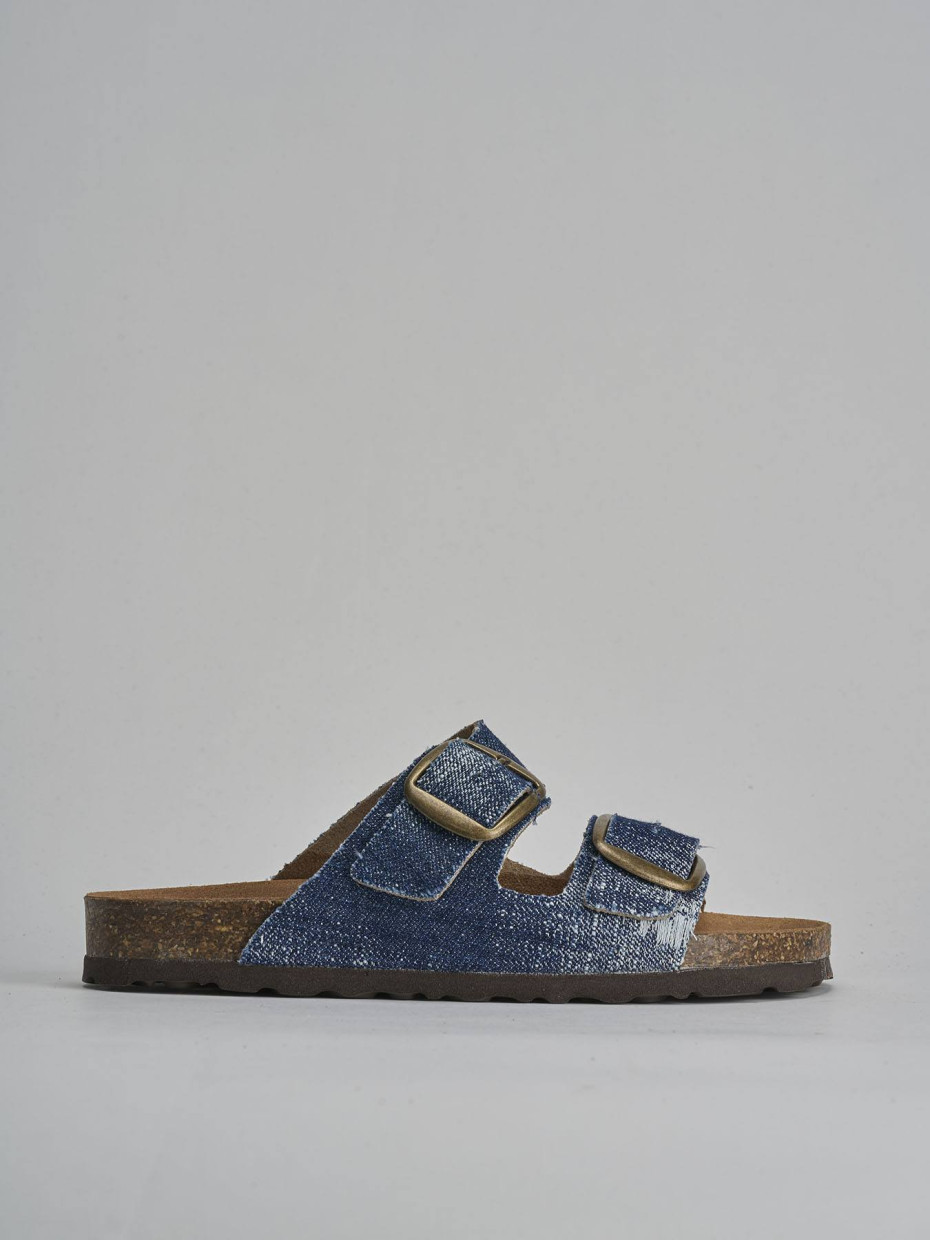 Mules tacón 1 cm jeans tejido