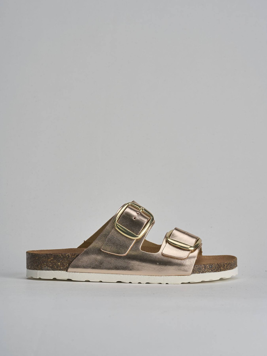 Mules tacón 1 cm rosa laminado