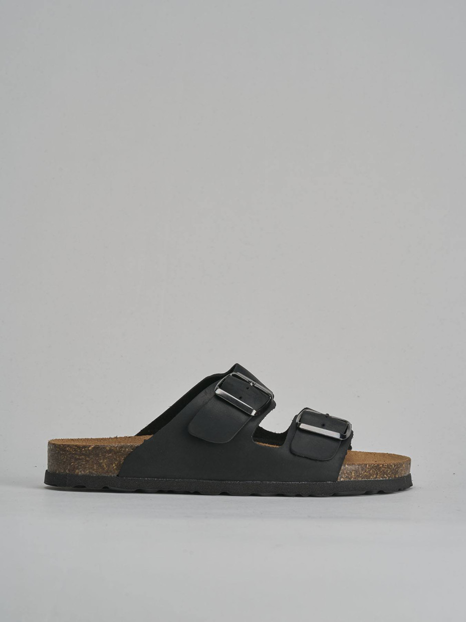 Mules tacón 1 cm negro nobuk