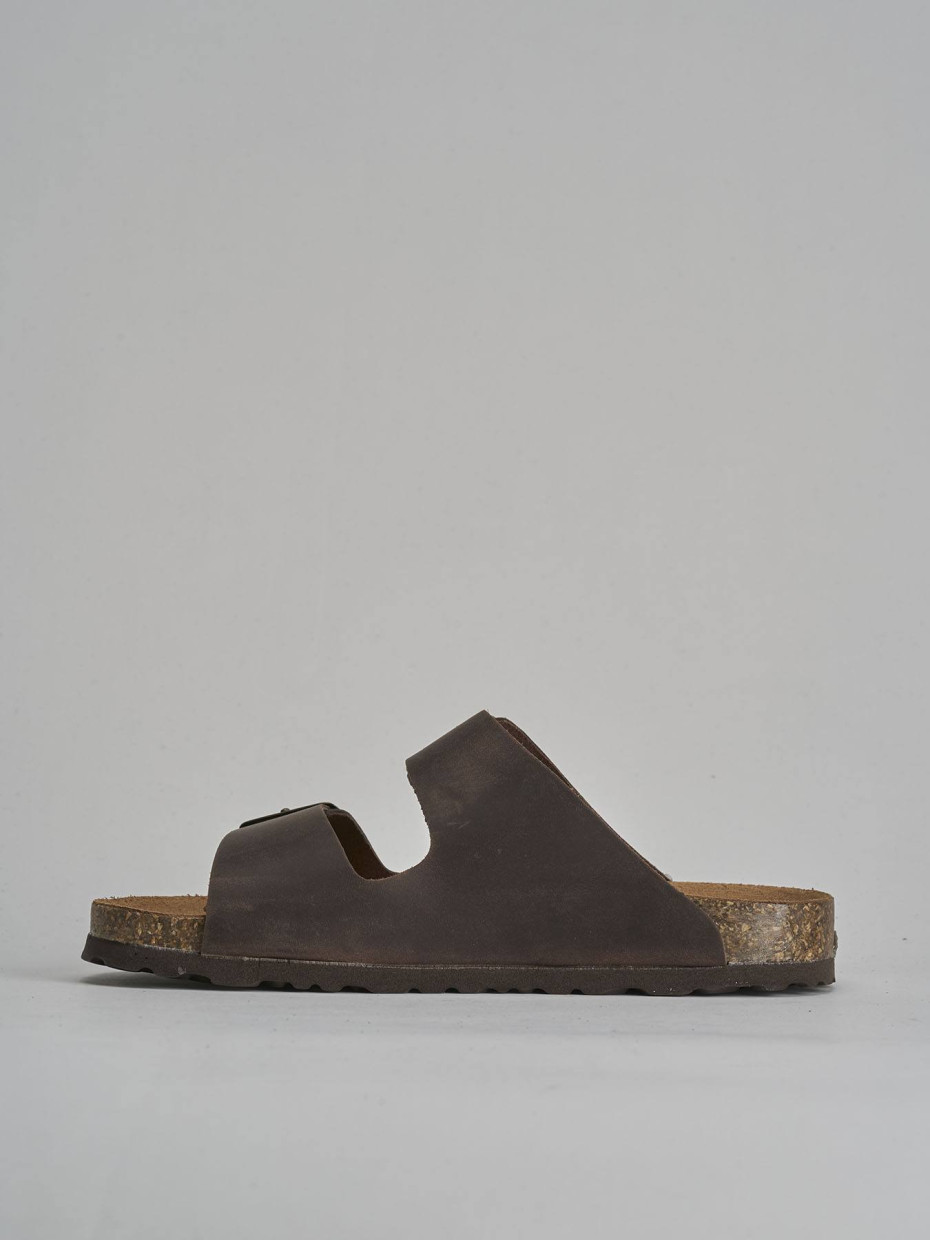 Mules tacón 1 cm marrón oscuro nobuk