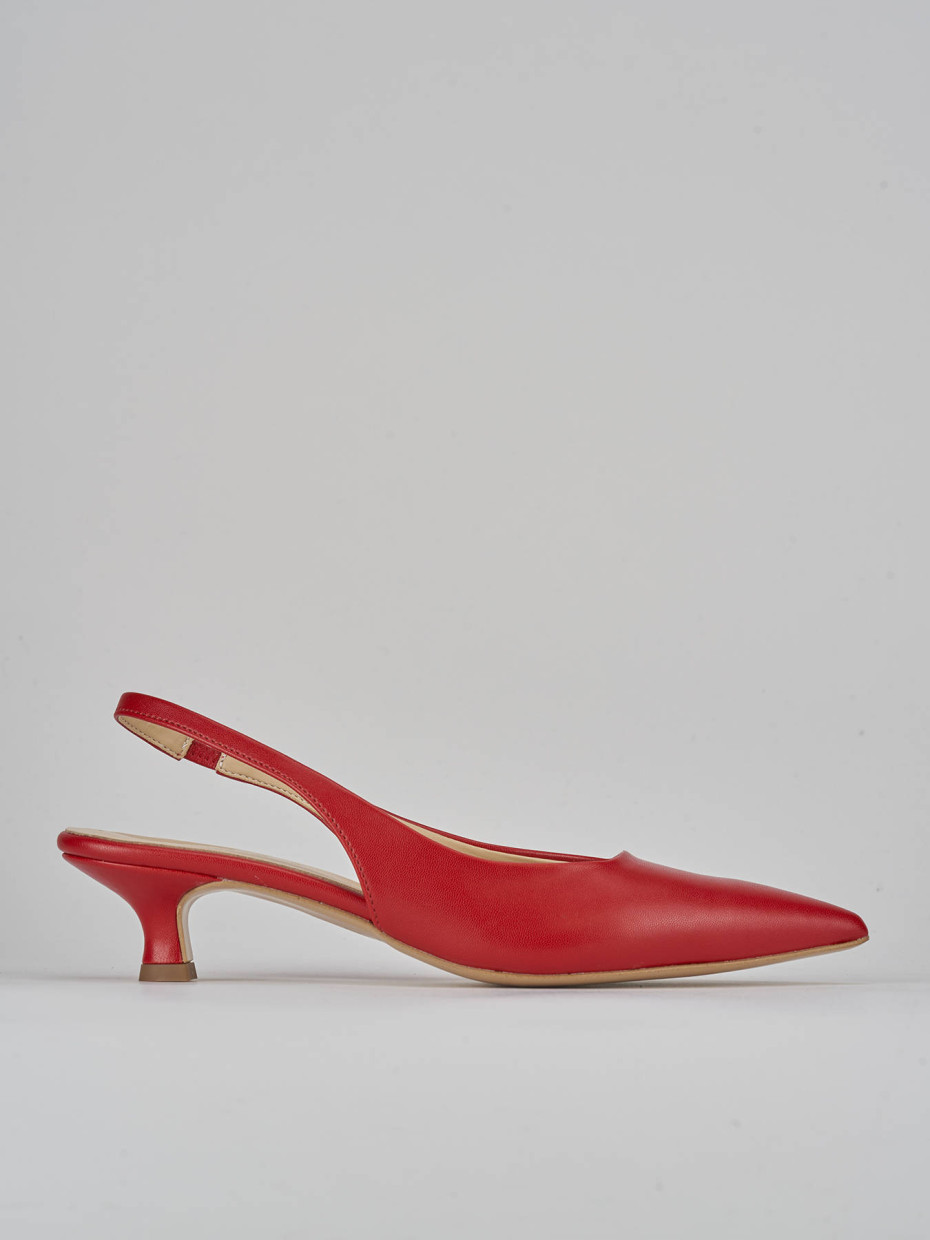 Salones destalonados tacón 3 cm rojo cuero