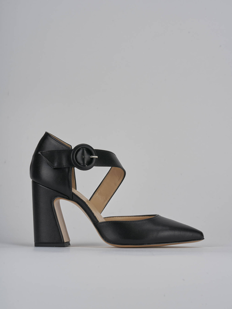 Zapatos de salón tacón 9 cm negro cuero