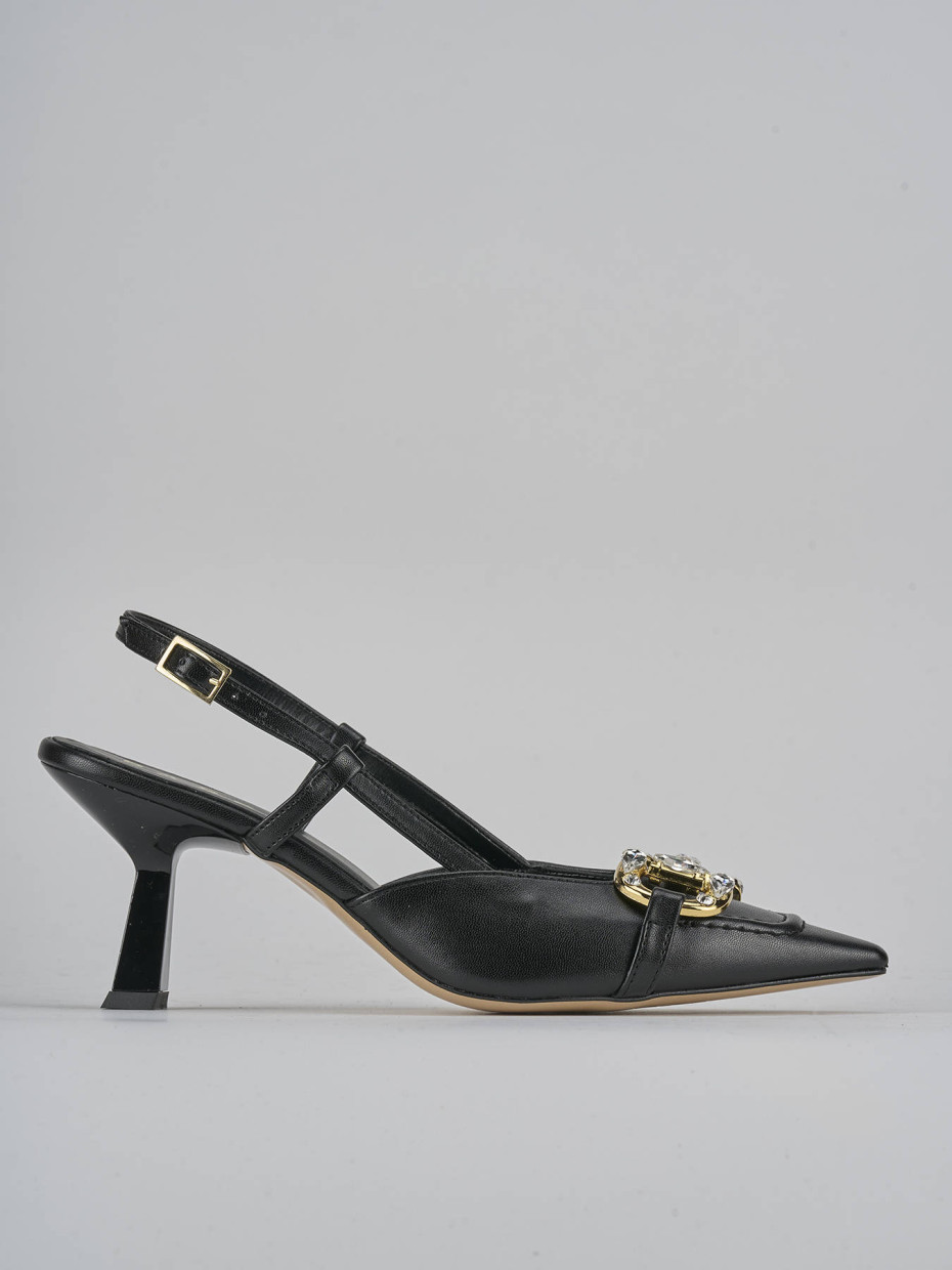 Slingback tacco 7cm pelle nero