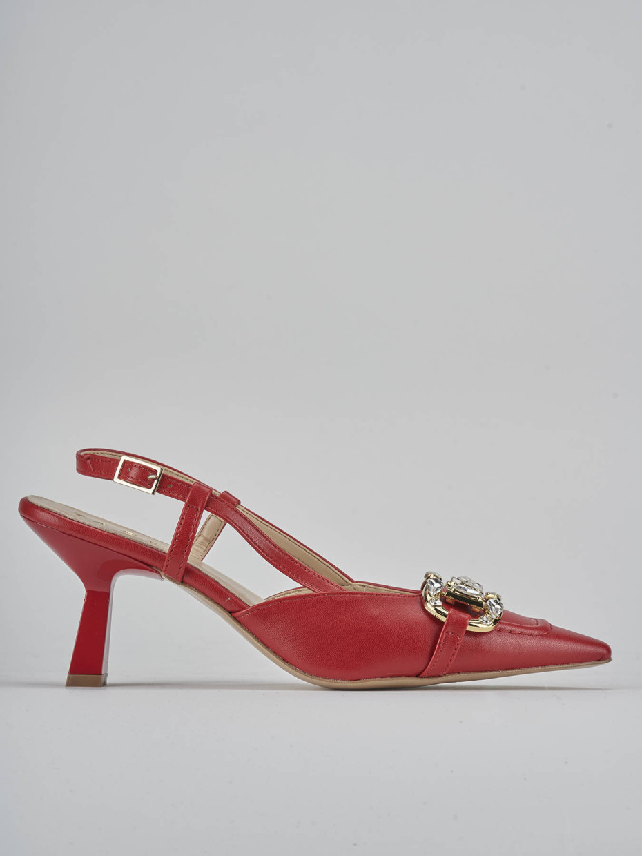 Salones destalonados tacón 7 cm rojo cuero