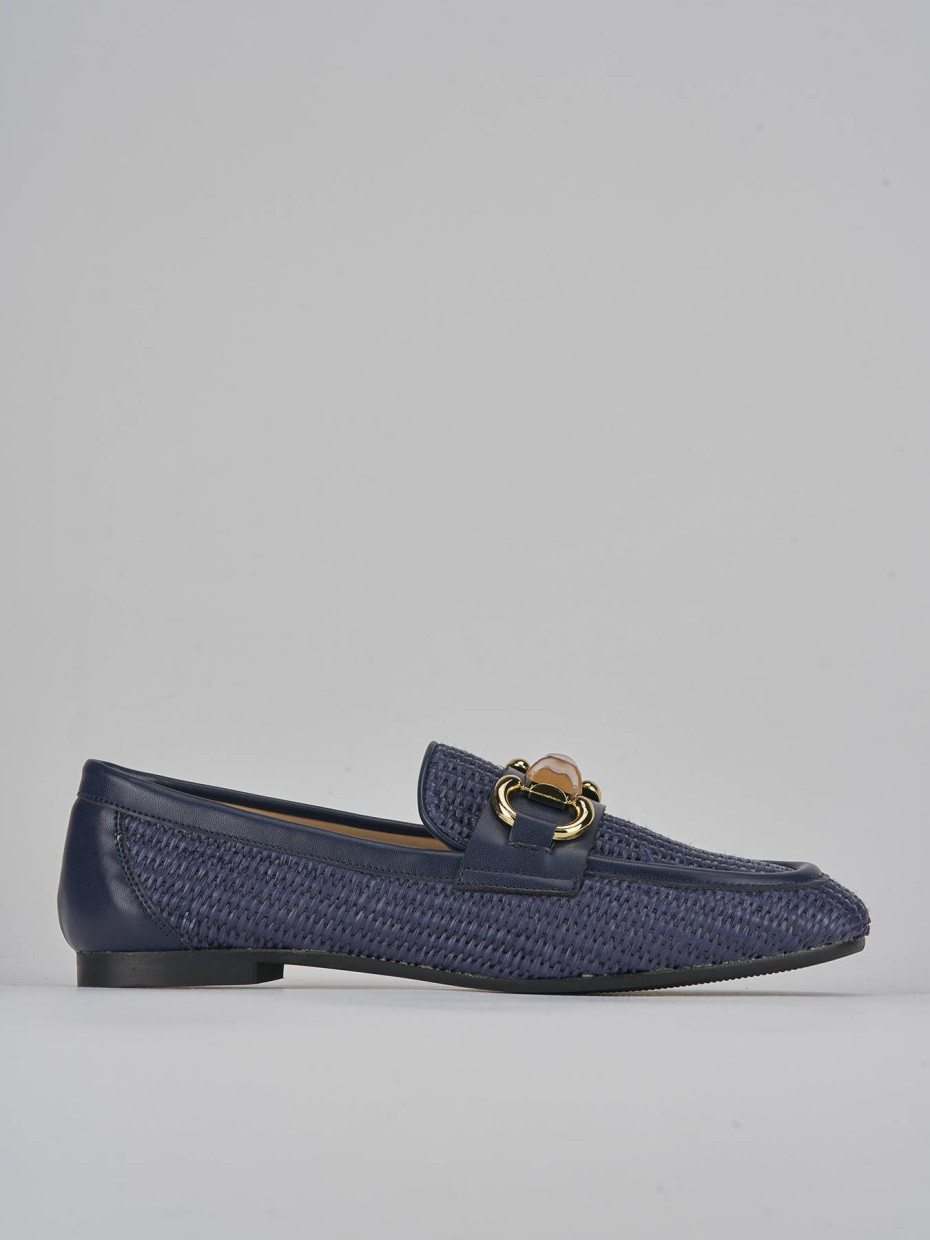 Mocasines tacón 1 cm azul cuero