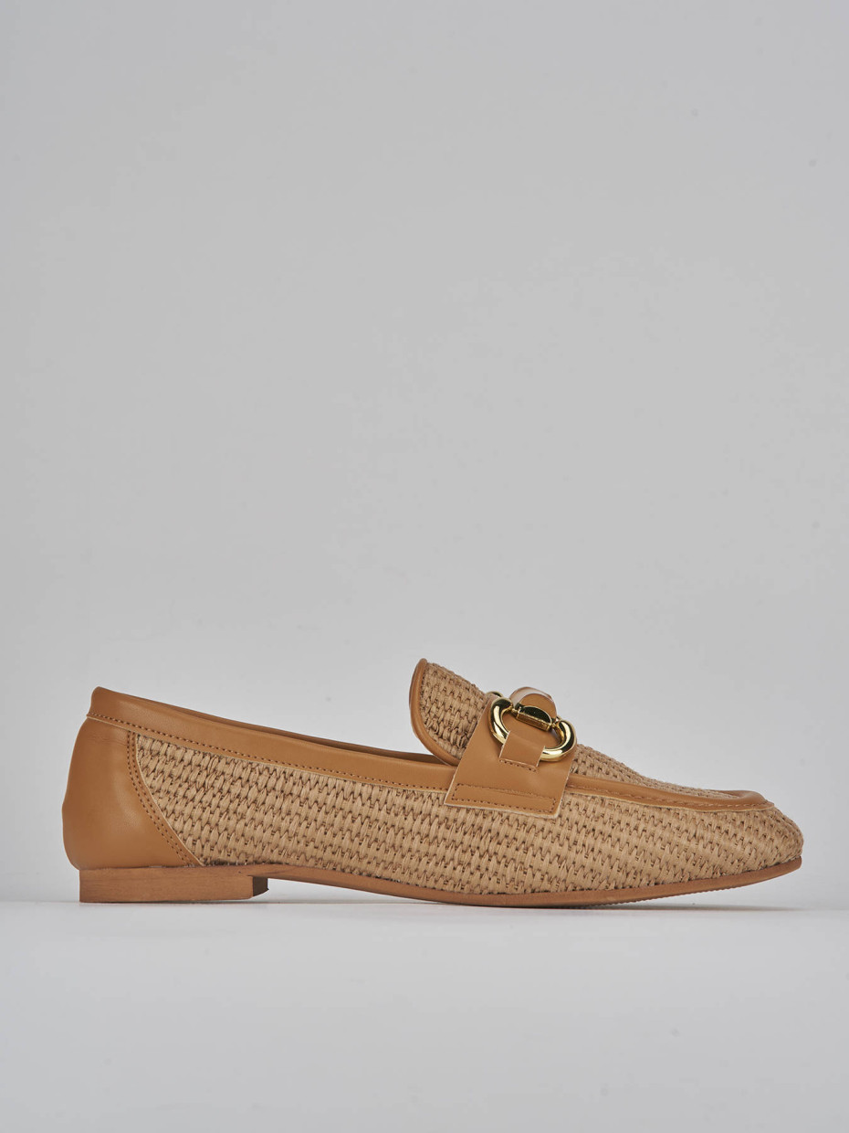 Mocasines tacón 1 cm marrón cuero