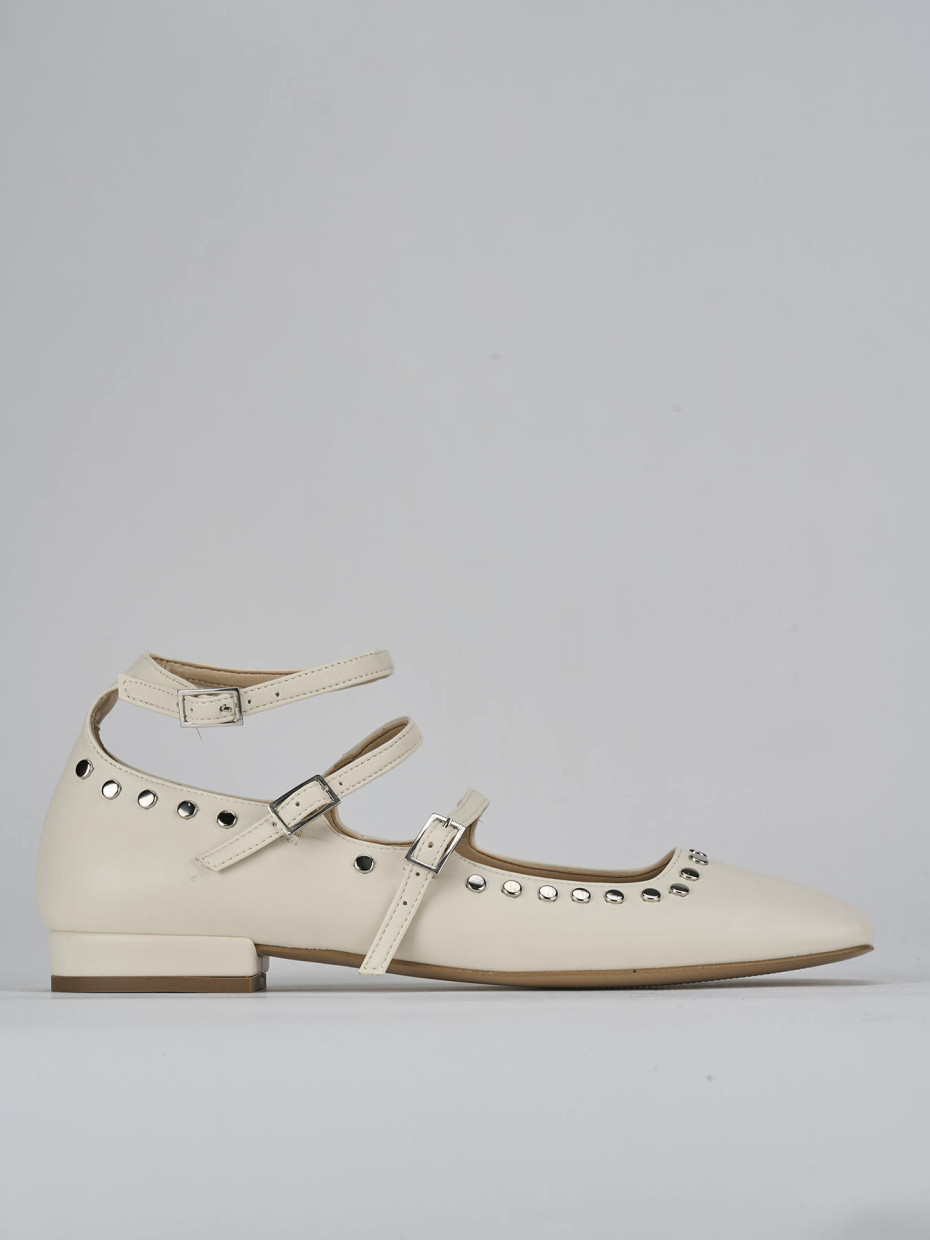 Bailarinas tacón 1 cm blanco cuero