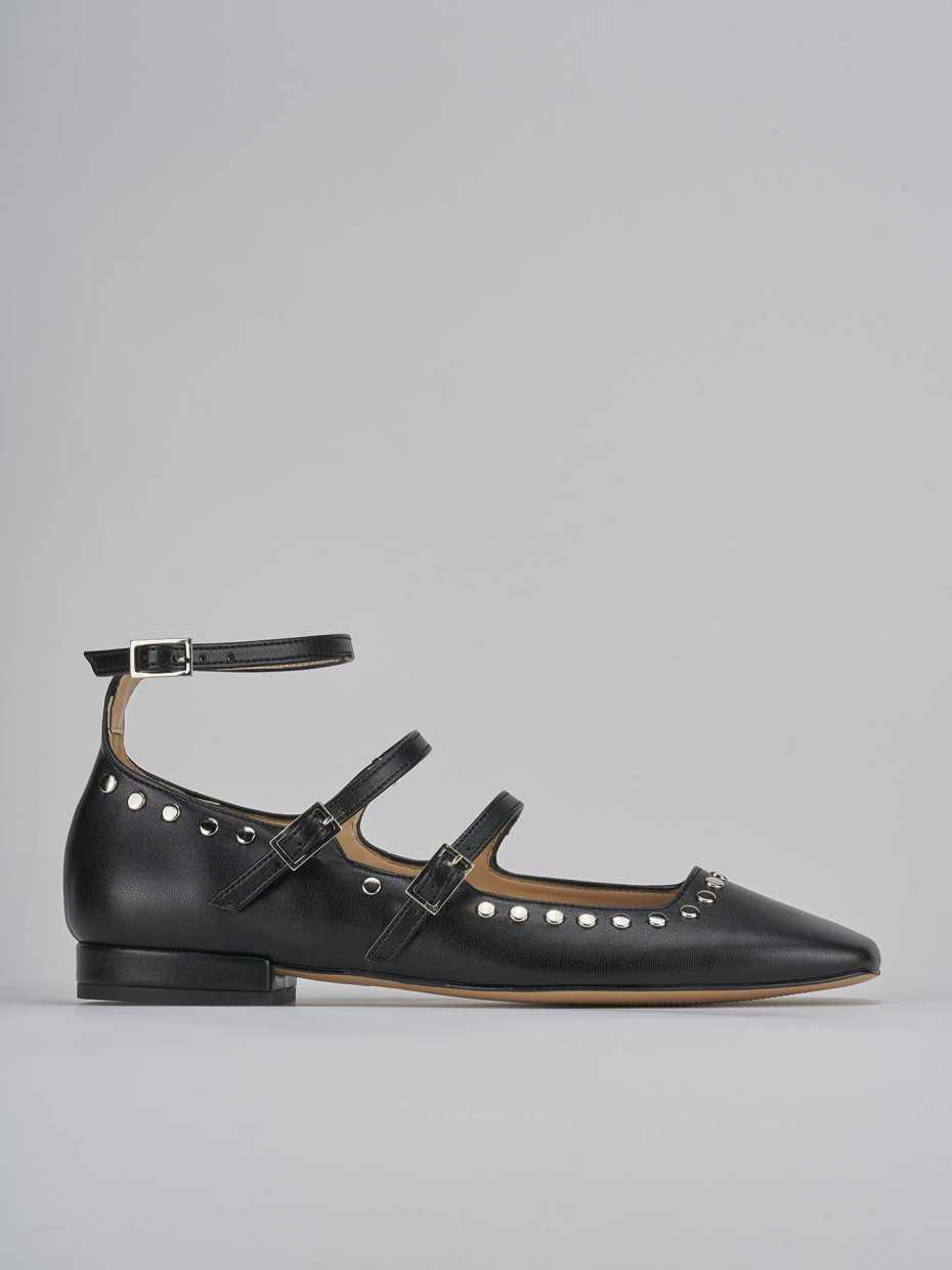 Bailarinas tacón 1 cm negro cuero
