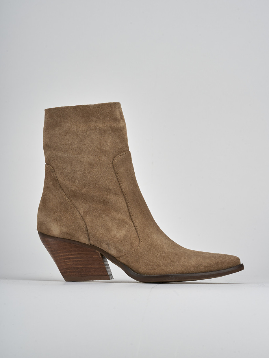 Botines de tacón alto tacón 7 cm marrón ante