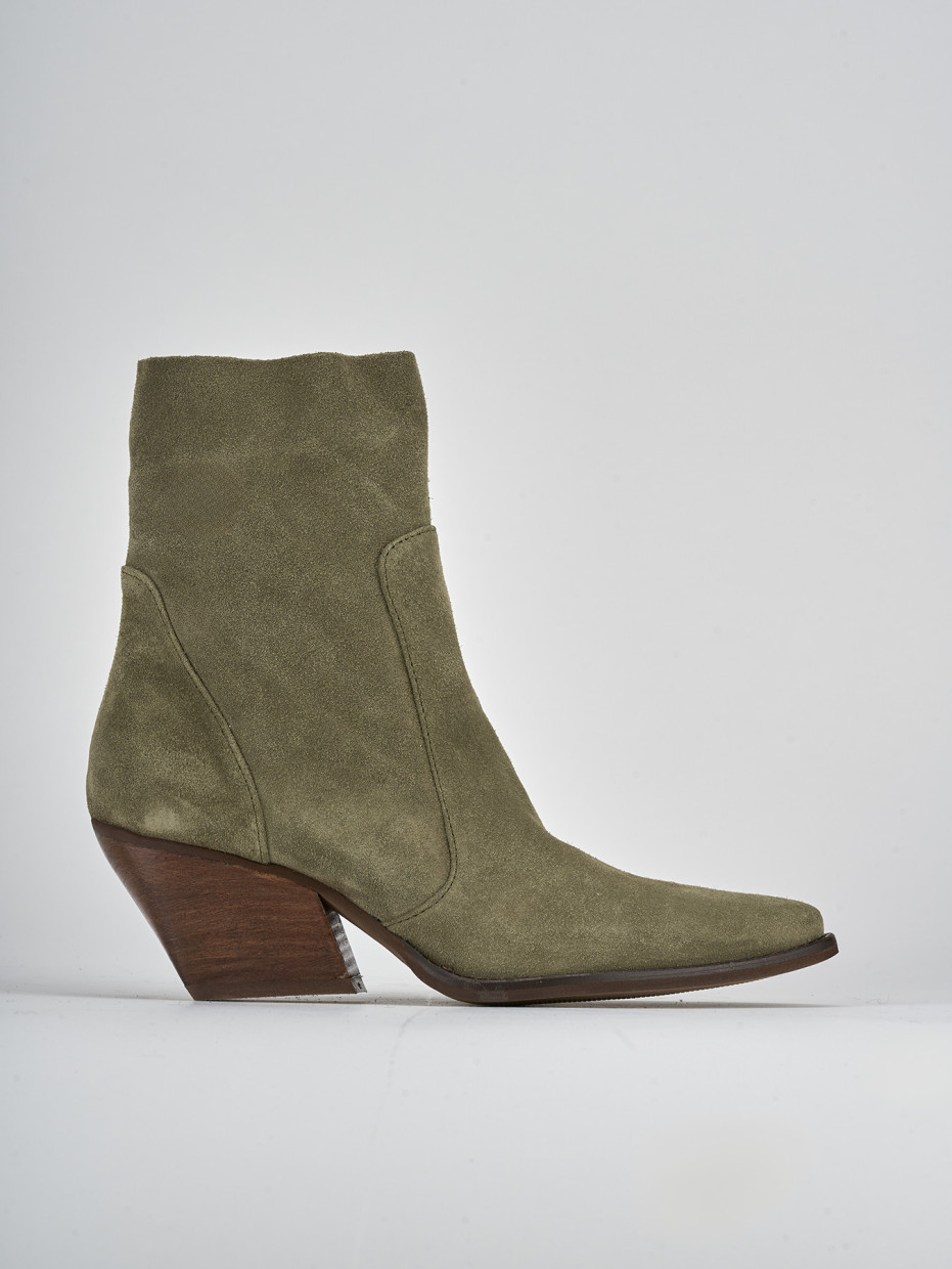 Botines de tacón alto tacón 7 cm verde ante
