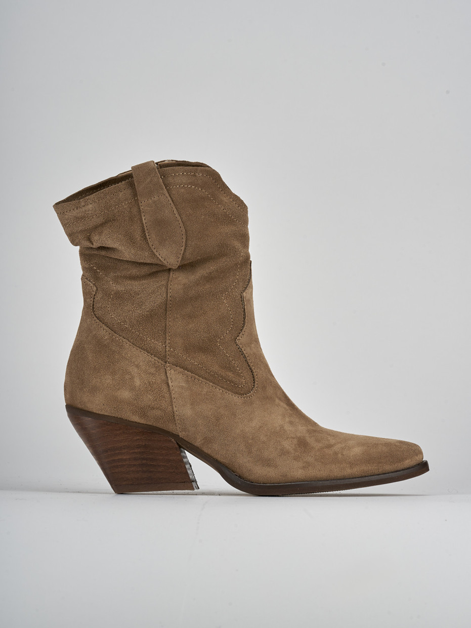 Botines de tacón alto tacón 7 cm marrón ante