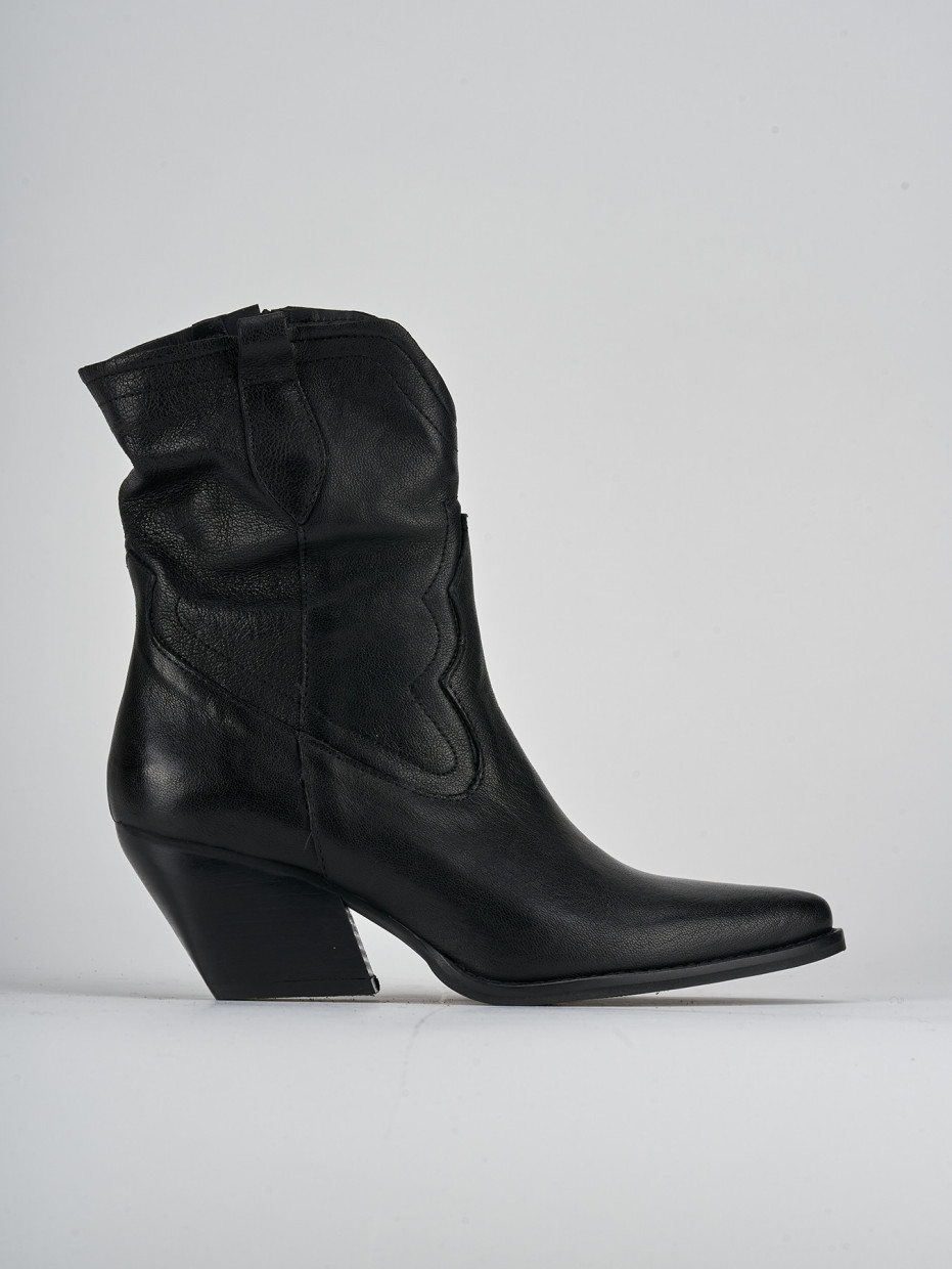 Botines de tacón alto tacón 7 cm negro cuero