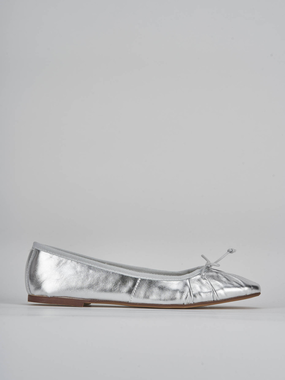Bailarinas tacón 1 cm plata cuero