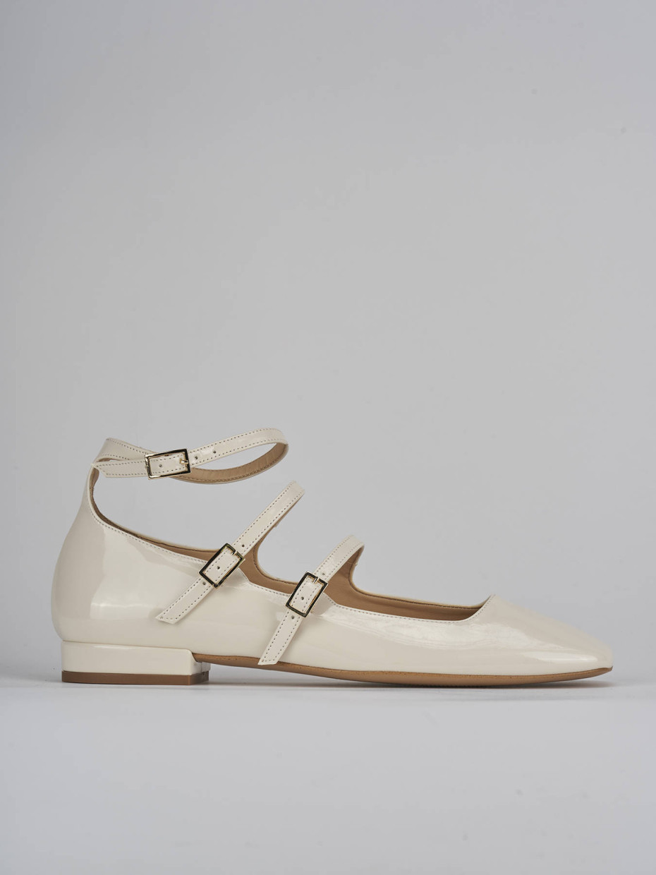 Bailarinas tacón 1 cm blanco charol