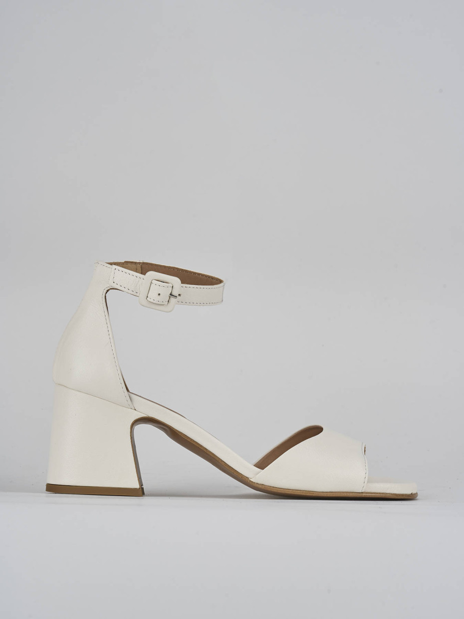 Sandalias de tacón alto tacón 7 cm blanco cuero