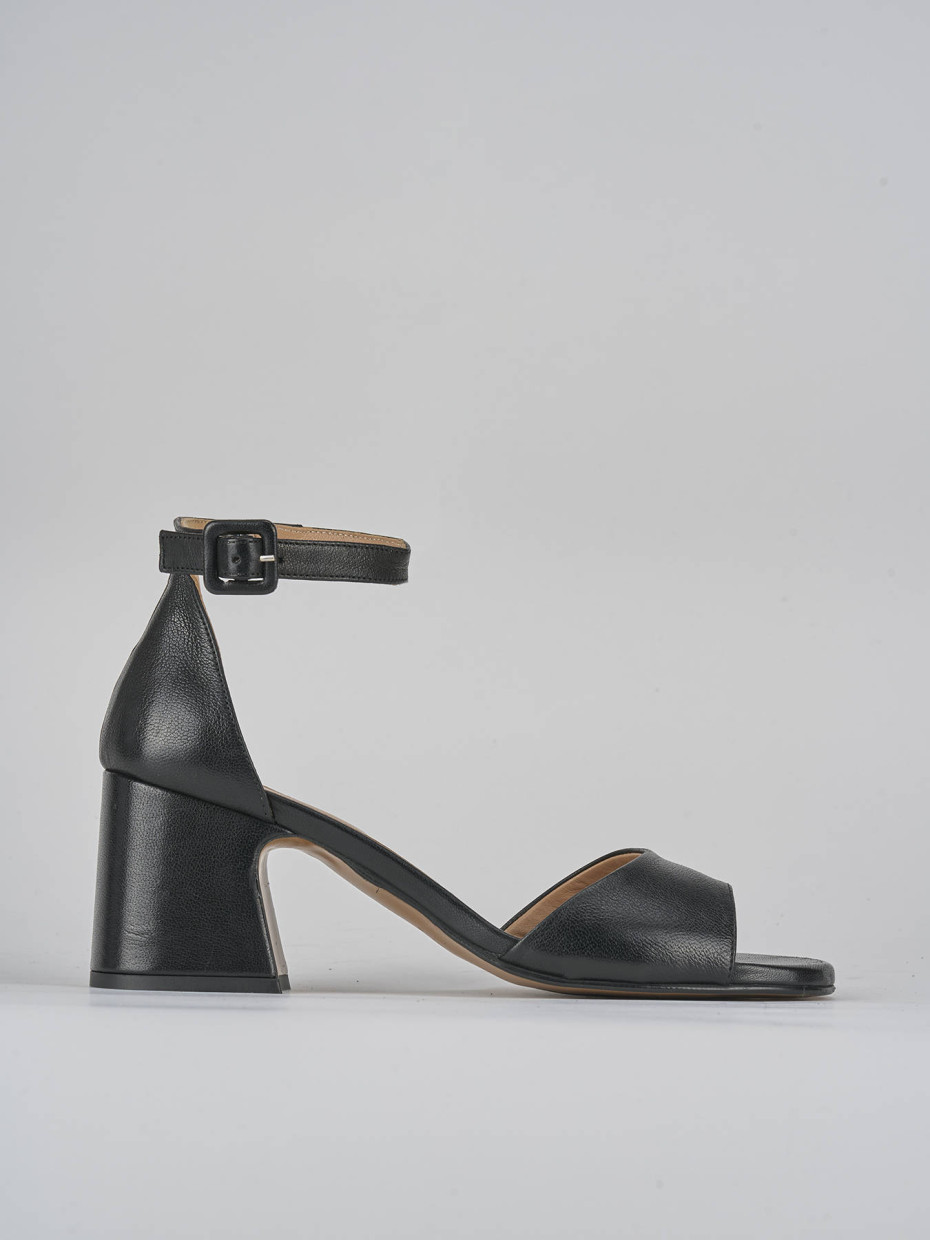 Sandalias de tacón alto tacón 7 cm negro cuero