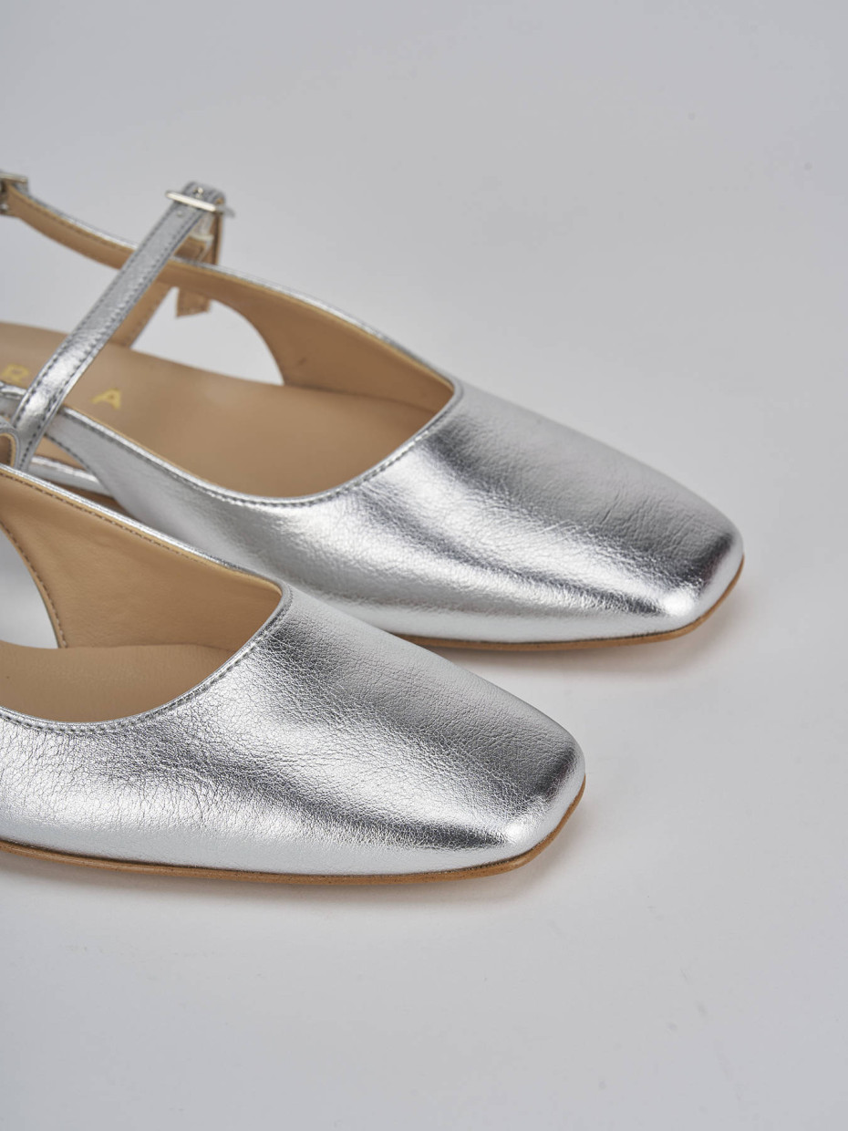 Ballerine tacco 1cm pelle argento