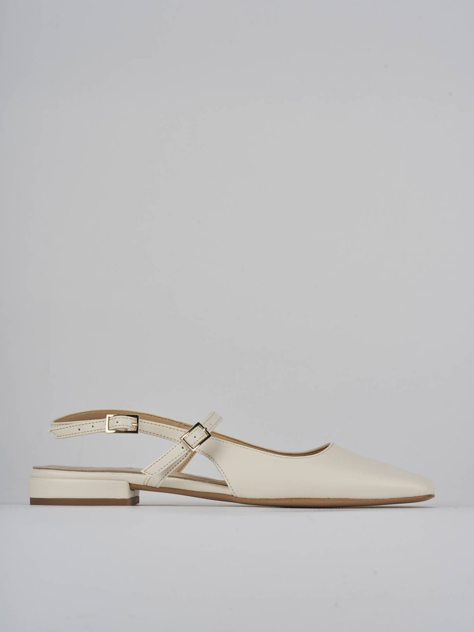 Bailarinas tacón 1 cm blanco cuero