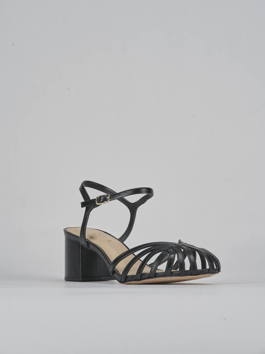 Sandalias de tacón alto tacón 5 cm negro cuero