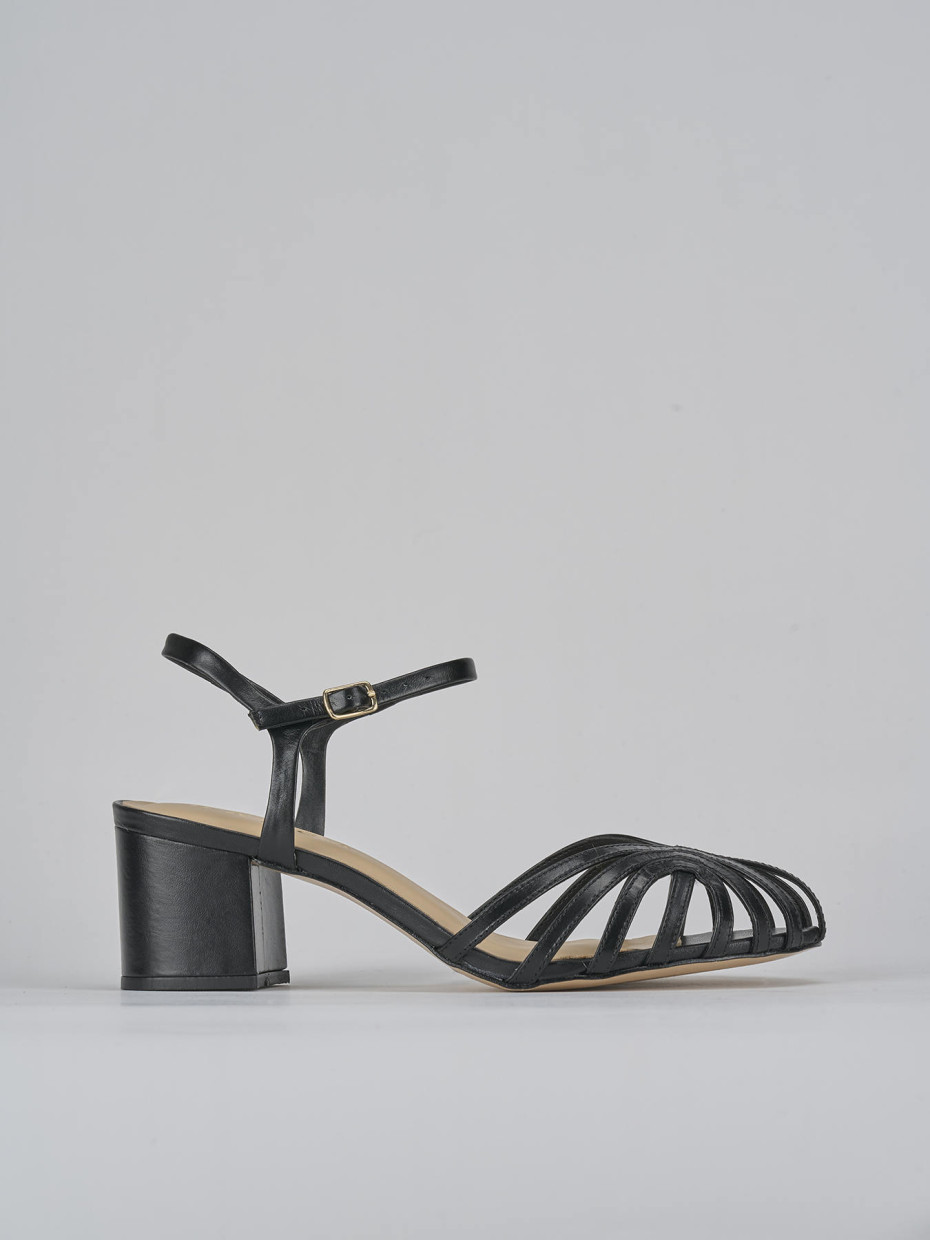 Sandalias de tacón alto tacón 5 cm negro cuero