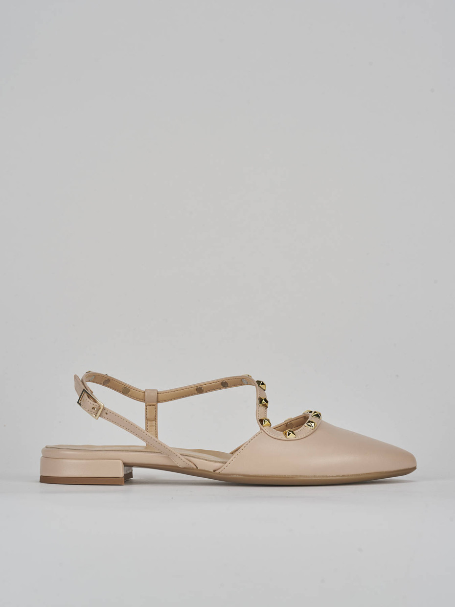Bailarinas tacón 1 cm beis cuero