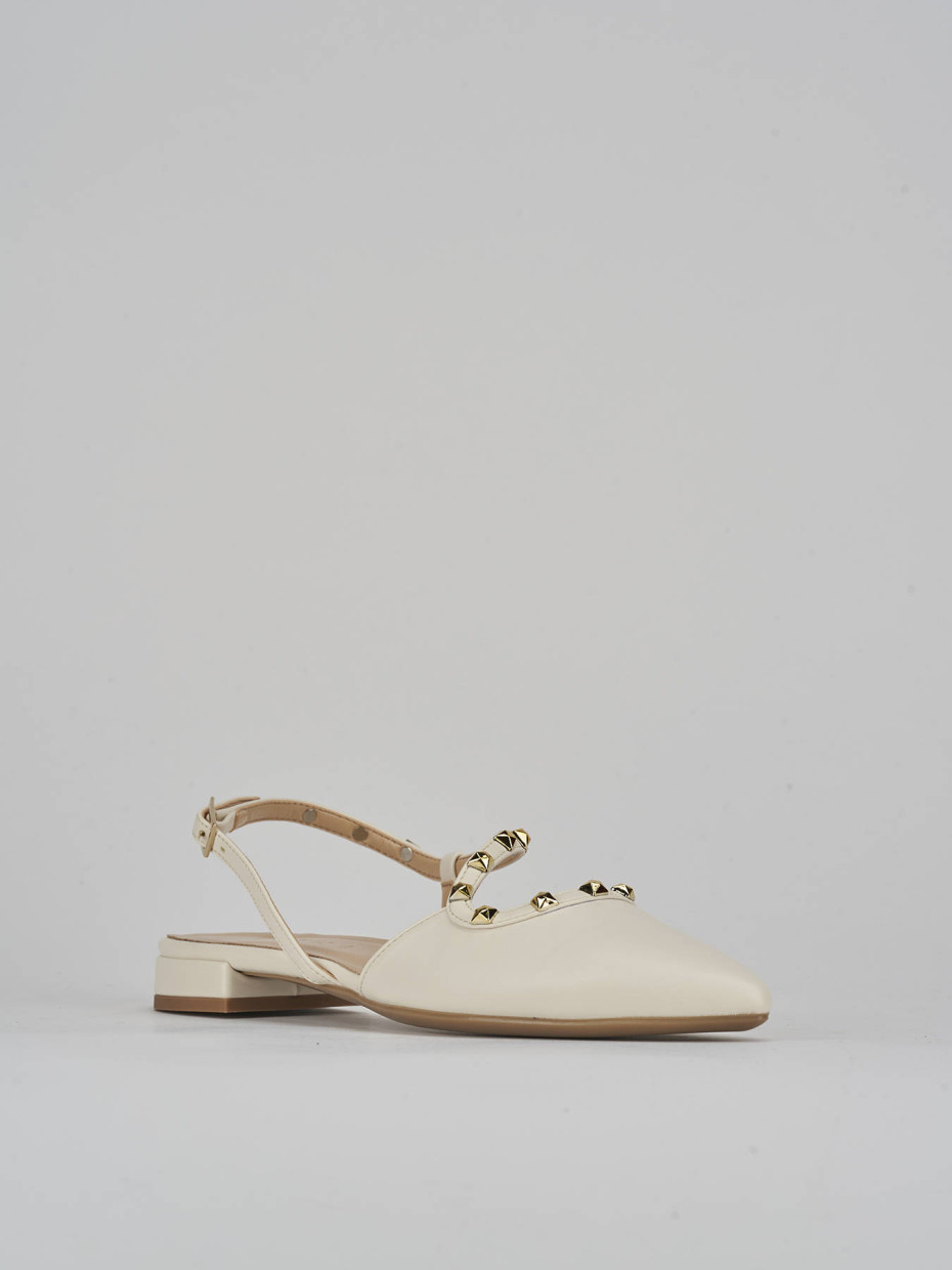 Bailarinas tacón 1 cm blanco cuero