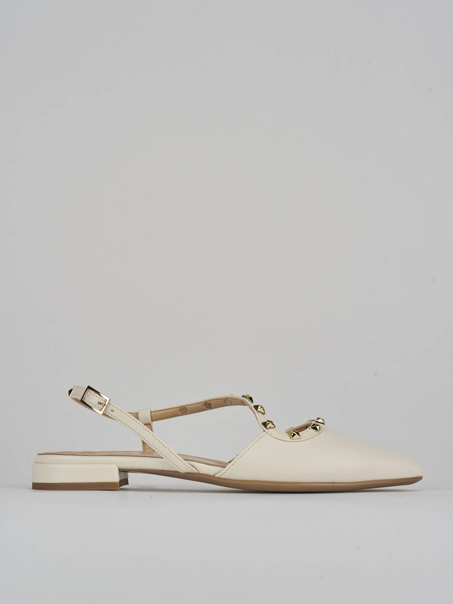 Bailarinas tacón 1 cm blanco cuero