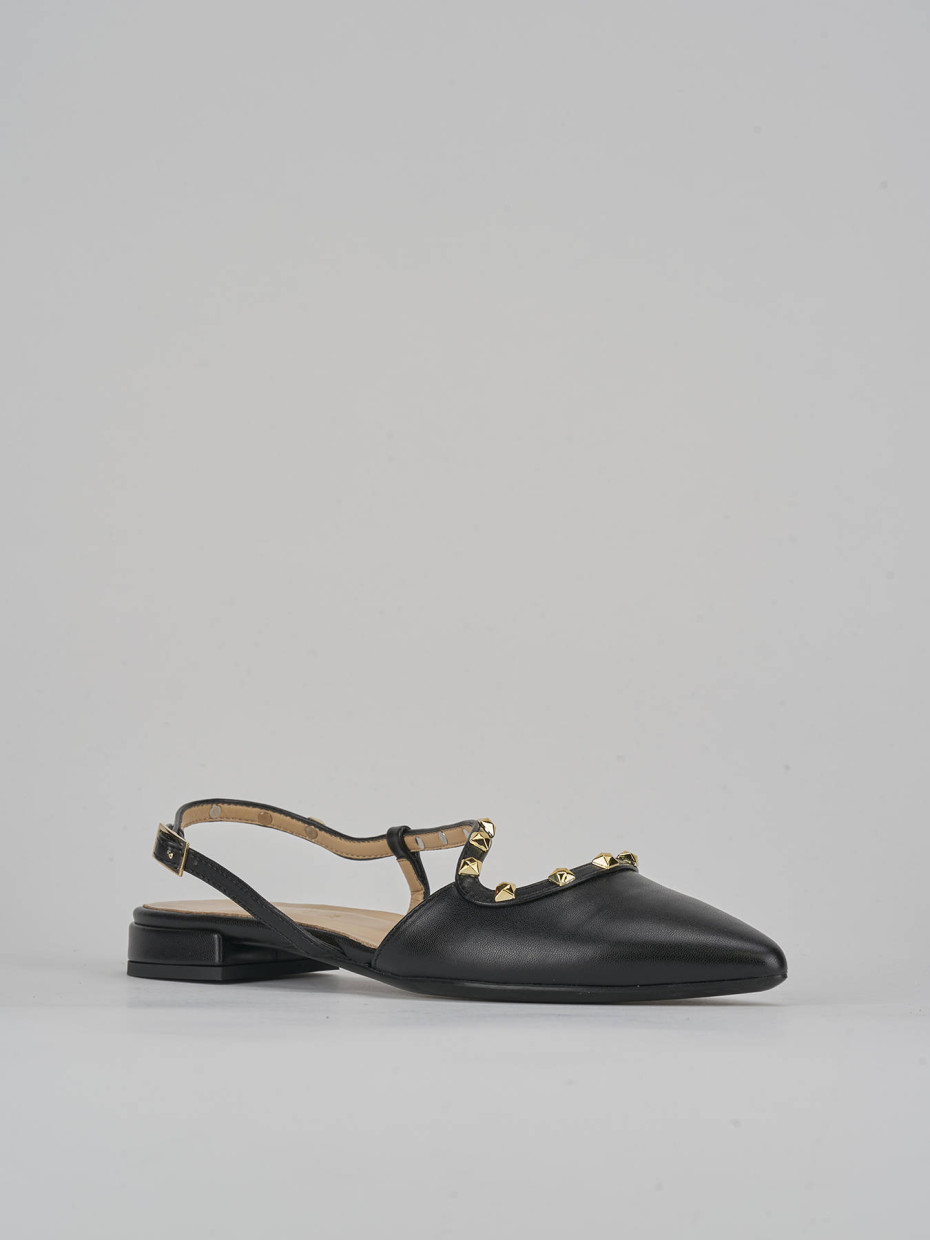 Bailarinas tacón 1 cm negro cuero