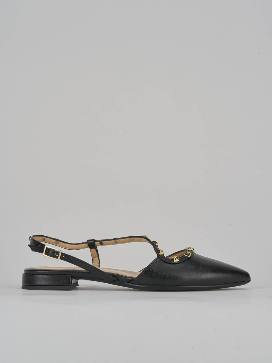 Bailarinas tacón 1 cm negro cuero
