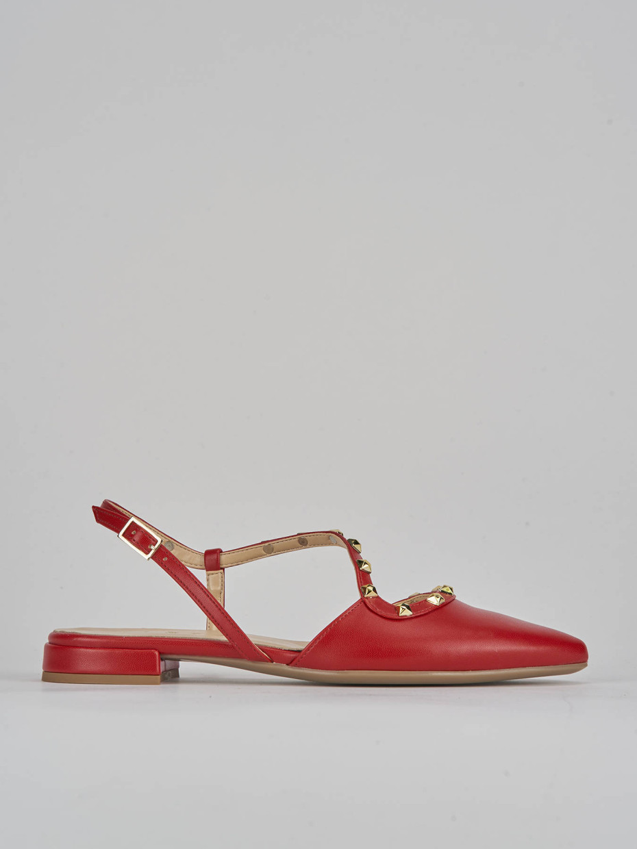 Bailarinas tacón 1 cm rojo cuero