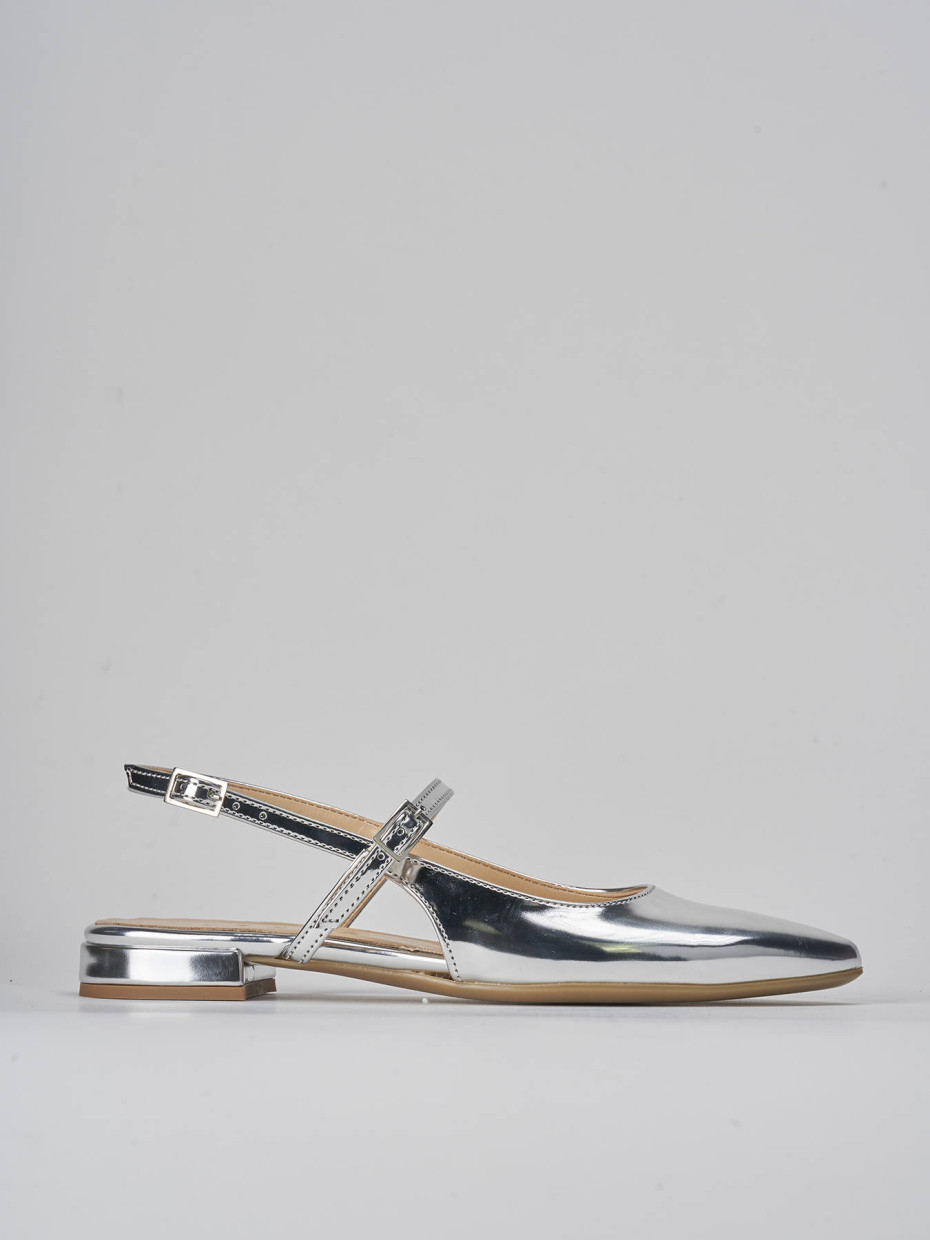 Bailarinas tacón 1 cm plata cuero
