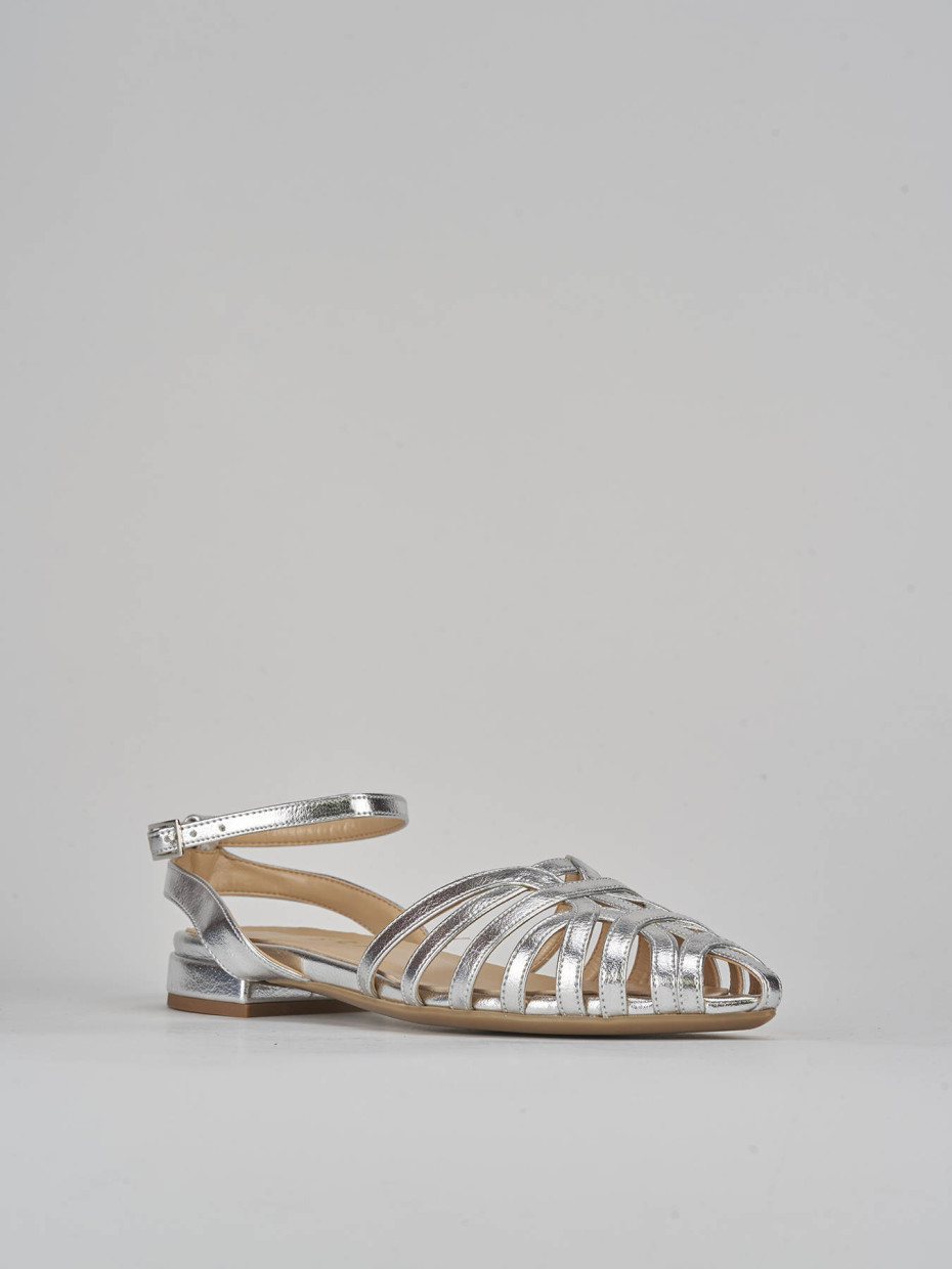 Flat shoes heel 1 cm silver leather