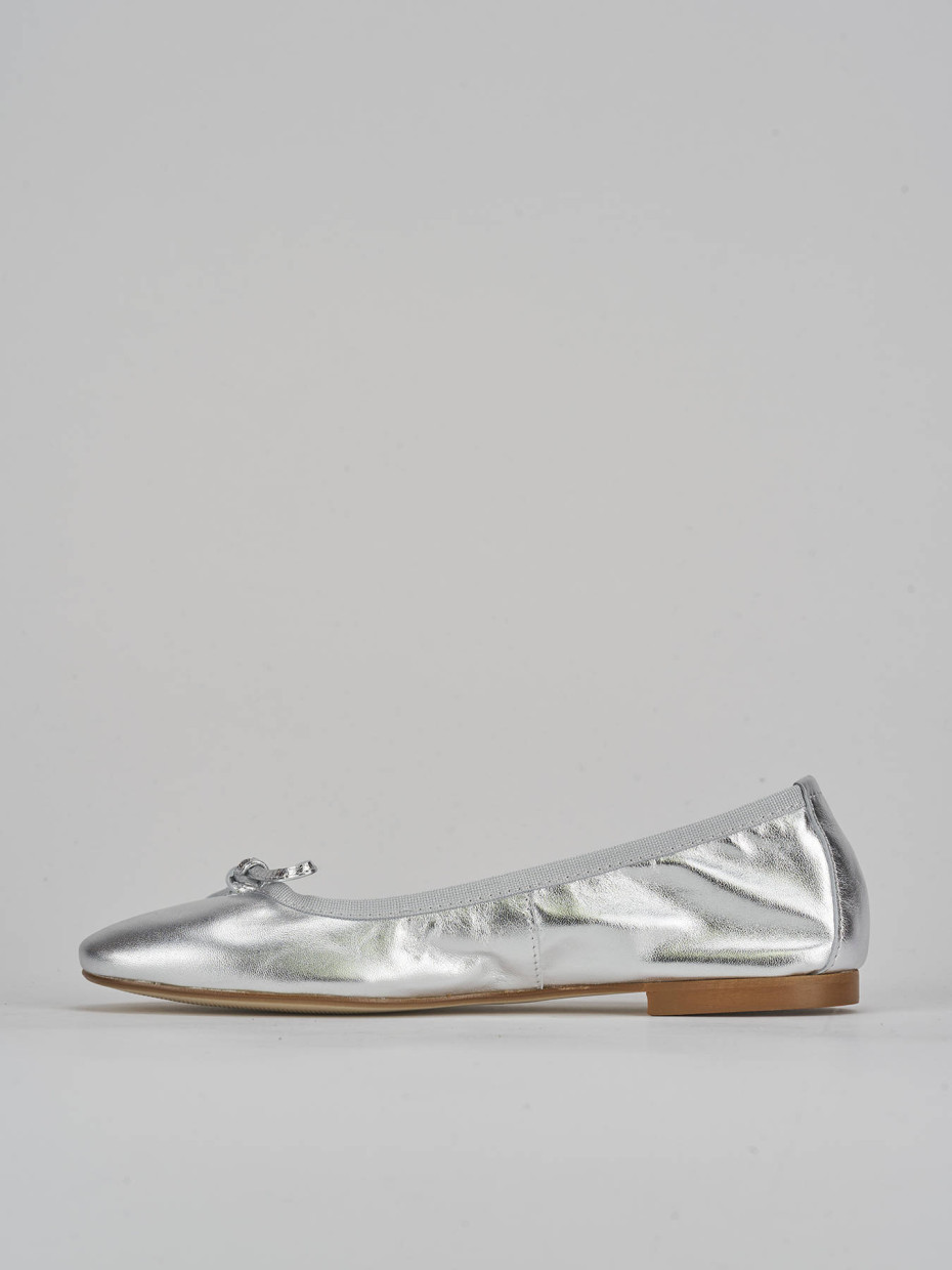 Bailarinas tacón 1 cm plata cuero