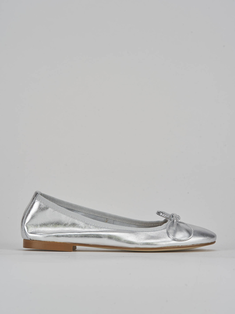Bailarinas tacón 1 cm plata cuero