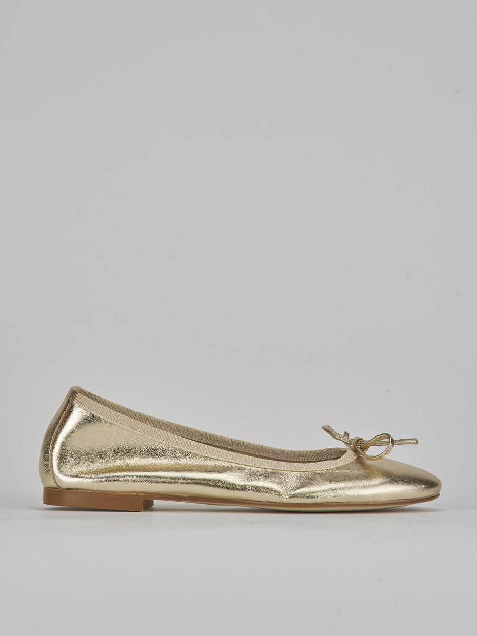 Bailarinas tacón 1 cm oro cuero