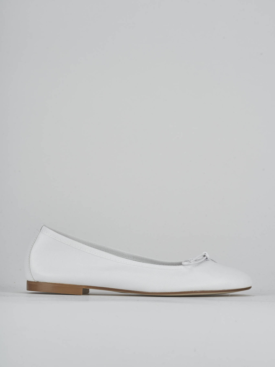 Bailarinas tacón 1 cm blanco cuero