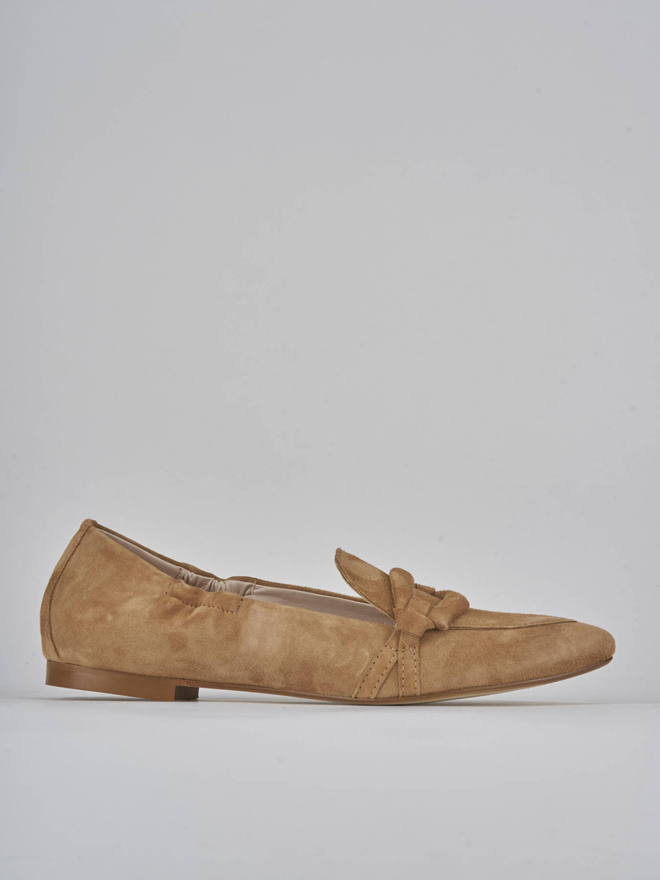Mocasines tacón 1 cm marrón ante