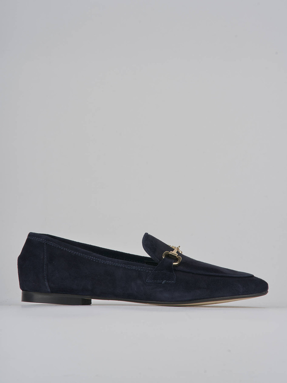Mocasines tacón 1 cm azul ante