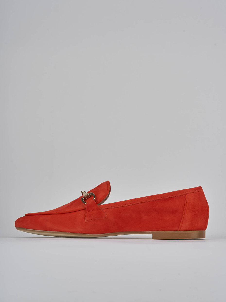 Mocasines tacón 1 cm rojo ante